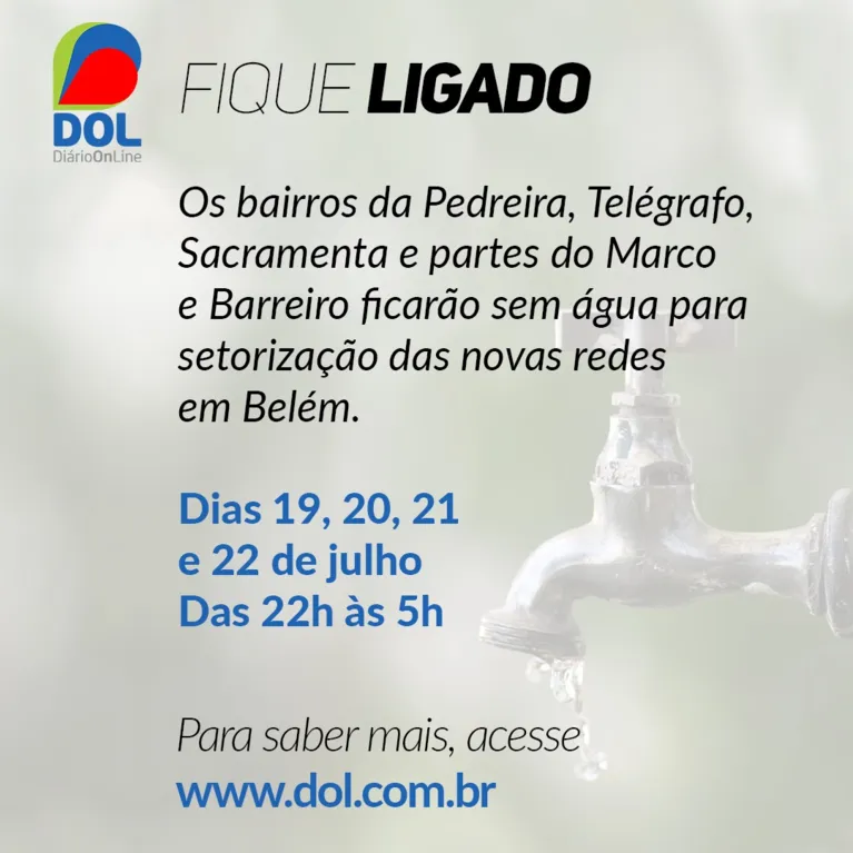 Cosanpa anuncia que 11 bairros de Belém ficam sem água