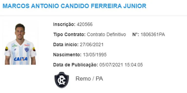 Clube do Remo: Meia Marcos Junior está pronto para Série B