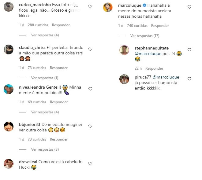 O humorista Marco Luque disse que ficou com a mente acelerada ao ver a imagem de Angélica