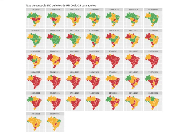 Taxa de ocupação de leitos de UTI Covid-19 para adultos
