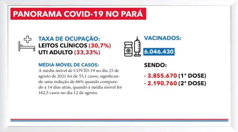 Taxa de ocupação de leitos e número de vacinados no Pará