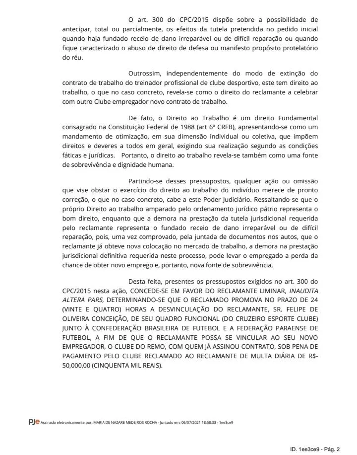 Cruzeiro tem 24h para liberar rescisão do técnico do Remo