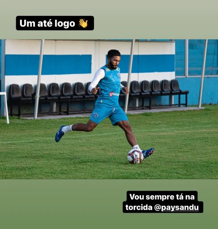 Nas redes sociais, Yure diz "até logo" para o Paysandu.