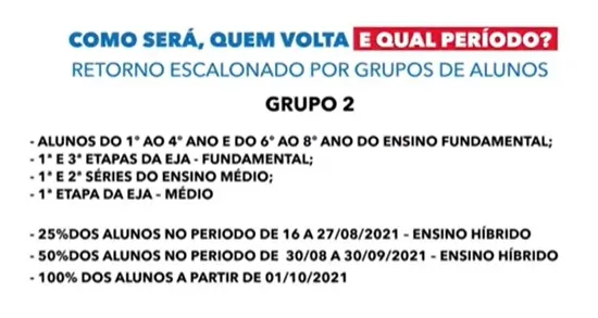 Aulas na rede estadual serão retomadas dia 02 de agosto