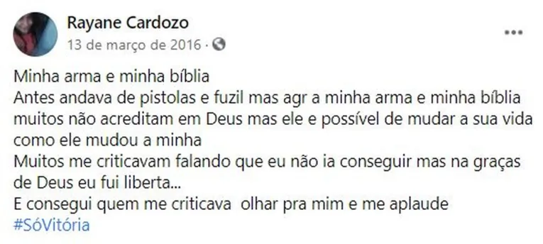 Ex-namorada da "Hello Kitty do tráfico" se despede da amada
