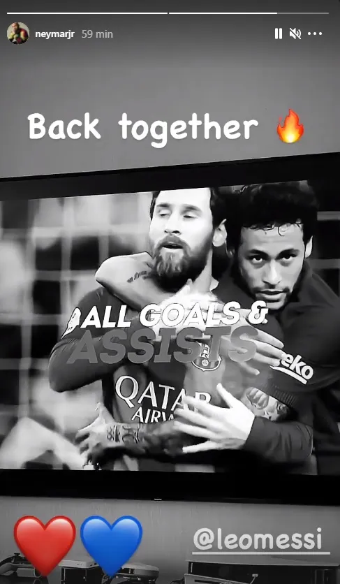 Neymar posta vídeos "agarrado" a Messi