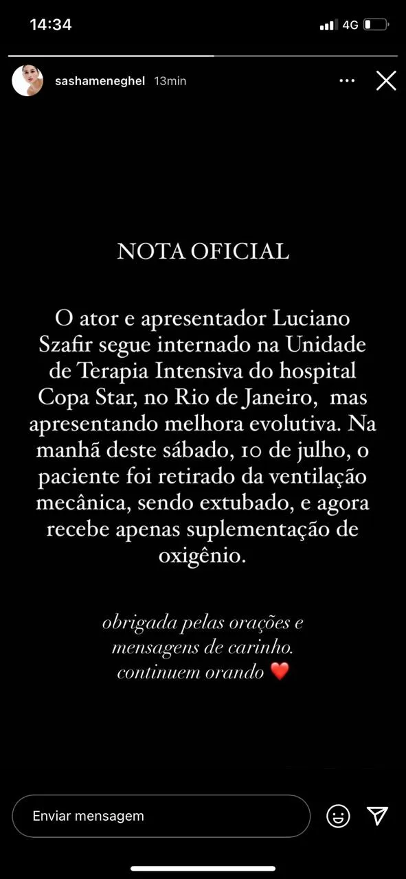 Nota comunicada pelas redes sociais