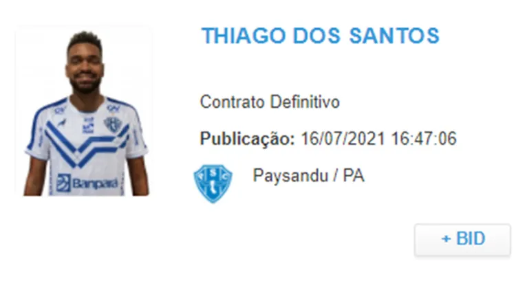 Novo atacante já pode estrear pelo Paysandu na Série C