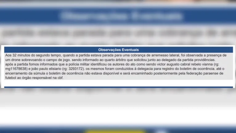 Dono do drone que sobrevoou o Baenão vai parar na delegacia