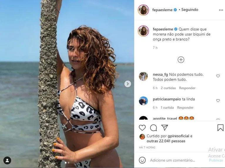 De biquíni trançado, Fernanda Paes Leme exibe corpaço 