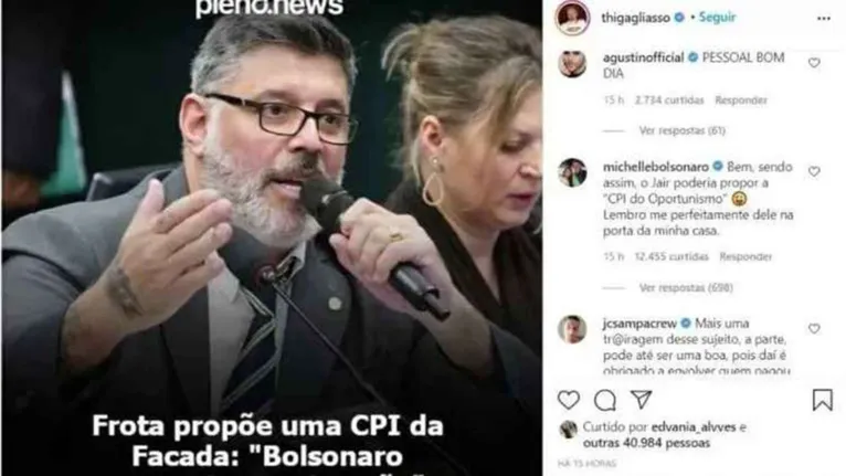 Michelle Bolsonaro xinga Frota e leva resposta à altura