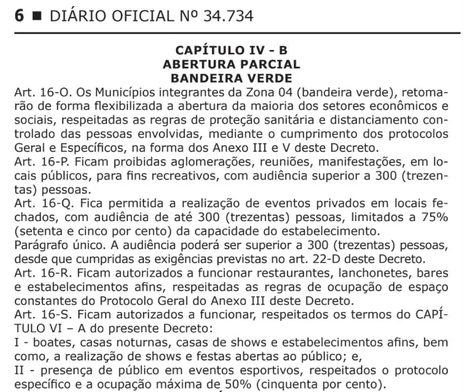 Publicação no Diário Oficial sobre o aumento do público.