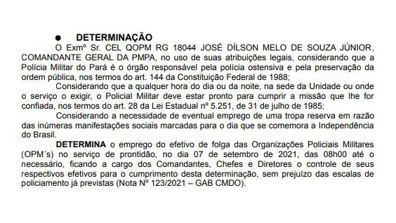 Boletim Geral nº 164, de 02 de setembro de 2021