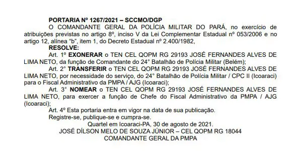 Boletim Geral nº 161, 30 de agosto de 2021