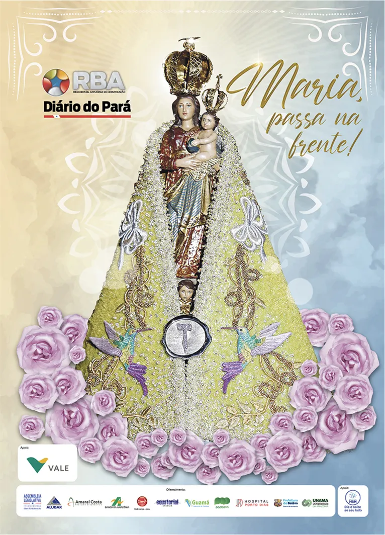 Pôster da imagem de Nossa Senhora com o manto do Círio 2021