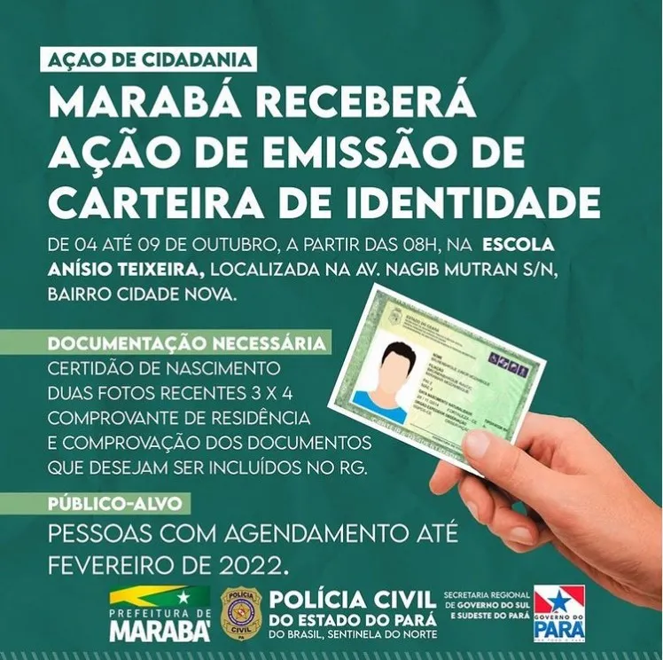 Marabá receberá ação para emissão de carteira de identidade