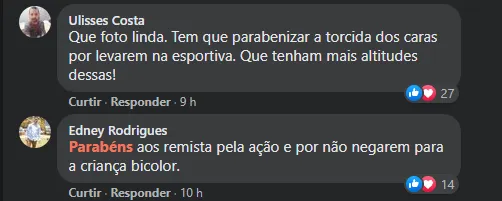 Torcedores do Paysandu elogiando a atitude da torcida adversária.