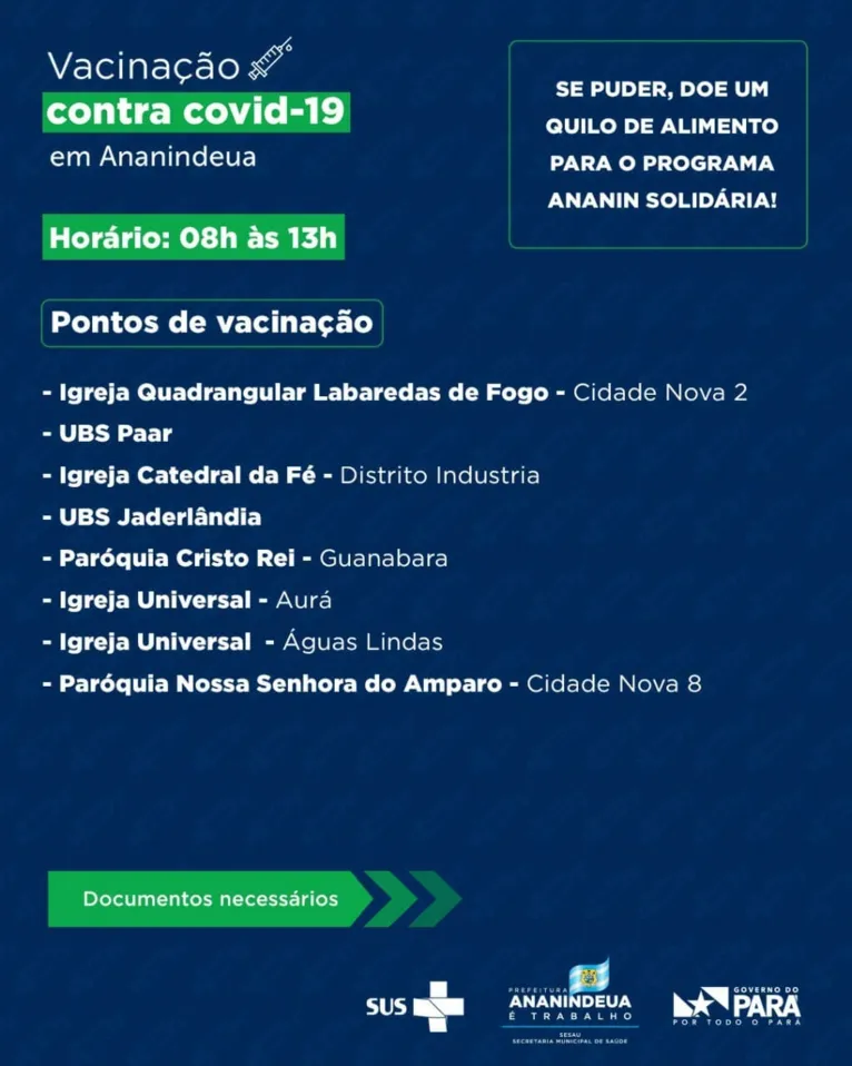 Veja quem deve se vacinar em Belém e cidades da RMB