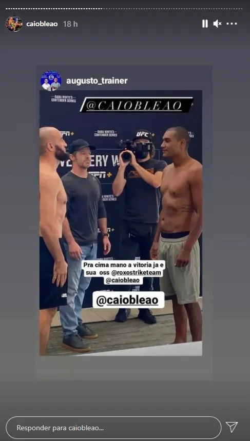 Caio frente a frente com o adversário durante pesagem
