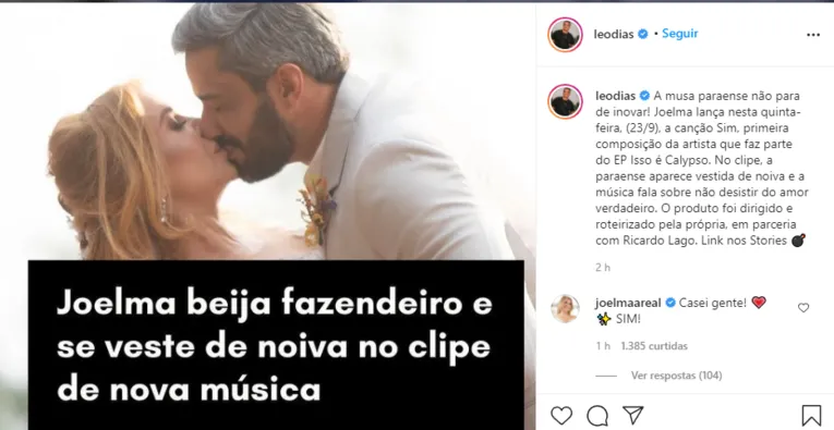 "Casei, gente!": Joelma surpreende com foto de noiva e beijo