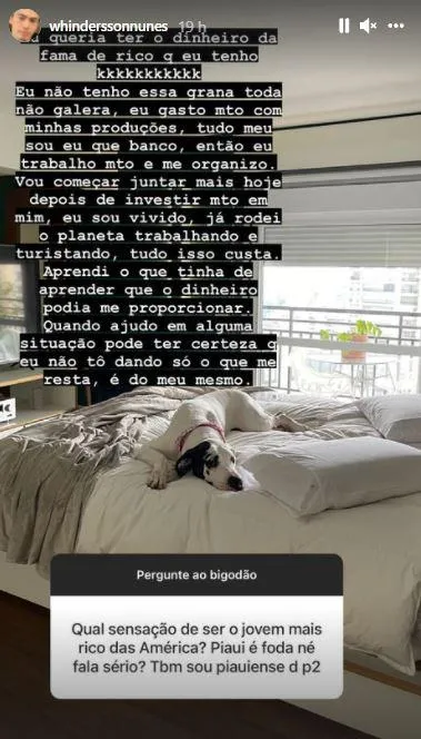 Whindersson exibe cobertura e diz não ser rico. Veja!