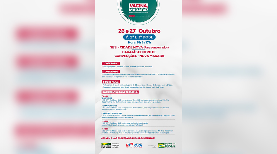 Campanha de vacinação recomeça nesta terça-feira em Marabá Campanha de vacinação recomeça nesta terça-feira em Marabá