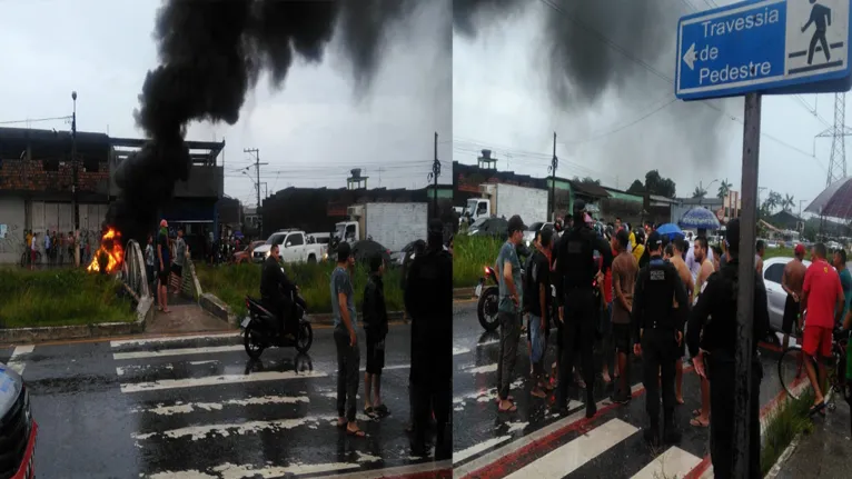 Moradores fecham Avenida Independência, em Belém