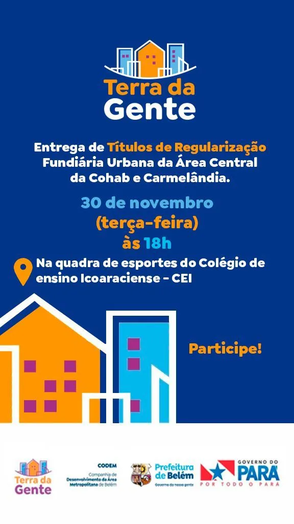 Belém entrega 349 títulos de regularização fundiária