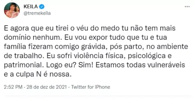 Keila desabafa sobre abuso e consegue medida contra o ex