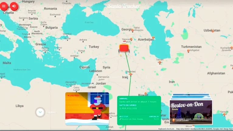 Outro que simula o trajeto do bom velhinho ao vivo foi desenvolvido pelo Google. É o "Santa Tracker" ou "Rastreador do Papai Noel".