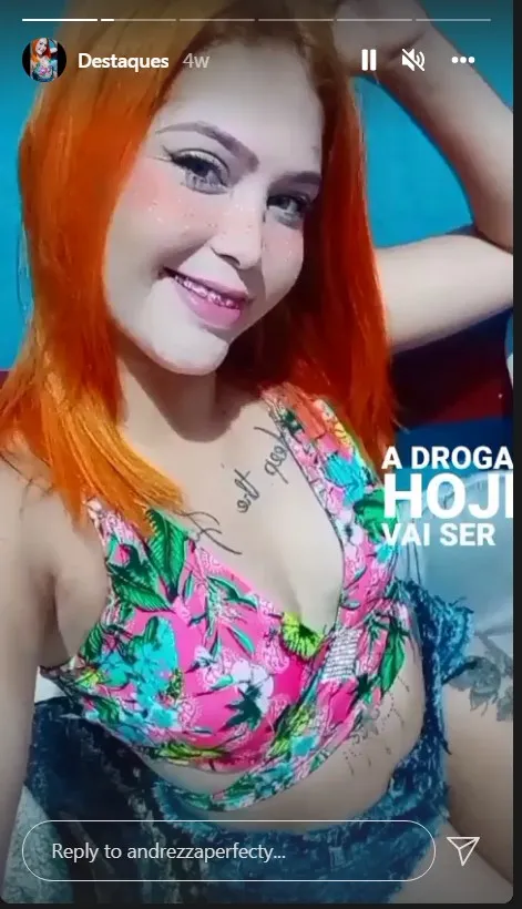 Nos status do Instagram, Andreza ainda fazia apelação com músicas e textos enfatizando as drogas