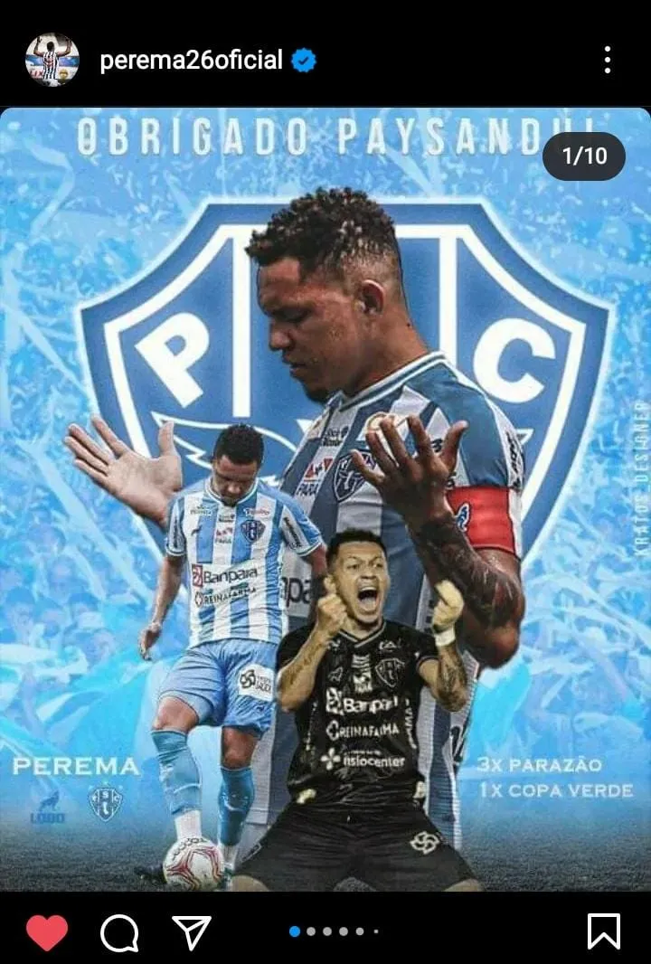 Perema homenageia o Paysandu e se despede do clube