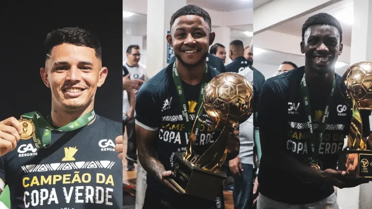 Kevem, Ronald e Thiago Mafra, todos cria da base azulina e campeões da Copa Verde