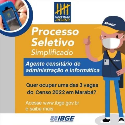 IBGE vai contratar mais de 200 trabalhadores em Marabá
