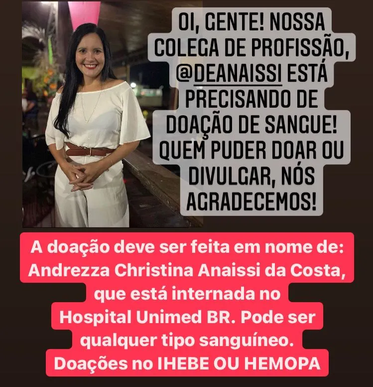 Jornalista da TV Record precisa de doação de sangue; ajude!