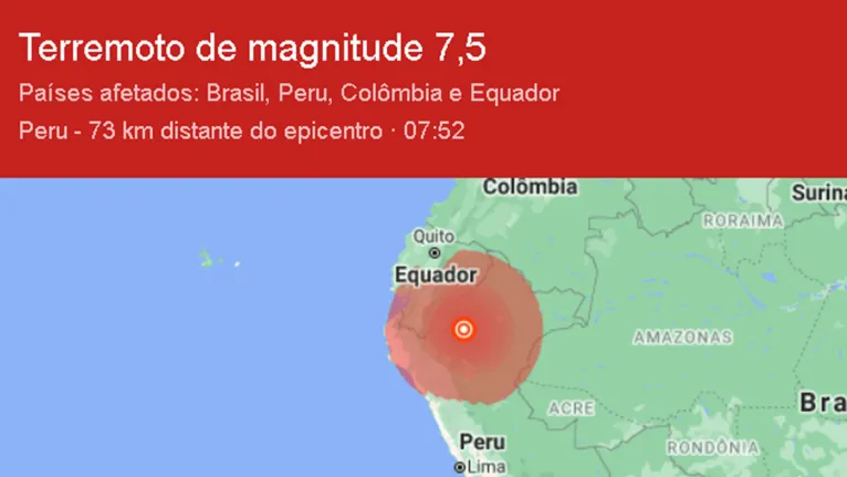 Terremoto de magnitude 7.5 atingiu o Peru, na manhã deste domingo (28), e mais três países