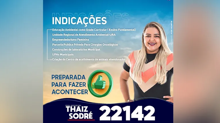 Cartaz de candidatura de Thaiz Sodré quando candidata a vereadora