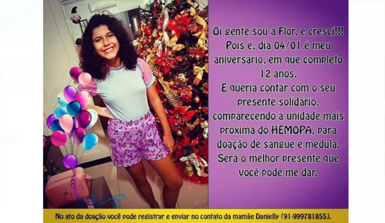 Menina viraliza ao pedir doação de sangue em seu aniversário