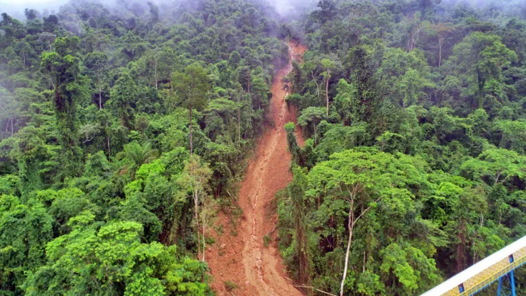 Área do deslizamento.