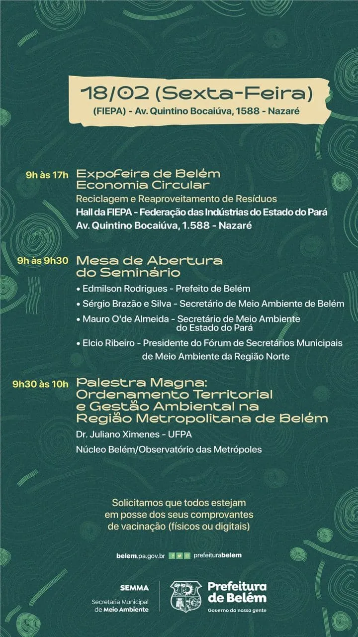 Seminário debate ações de meio ambiente para a RMB