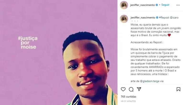 Famosos pedem justiça por morte de congolês no RJ