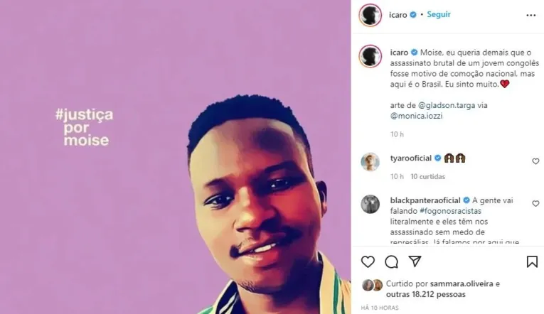 Famosos pedem justiça por morte de congolês no RJ