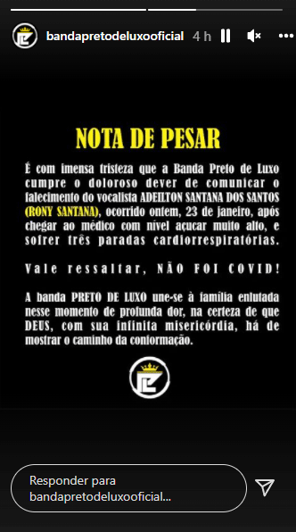 Cantor de pagode morre após 3 paradas cardiorrespiratórias