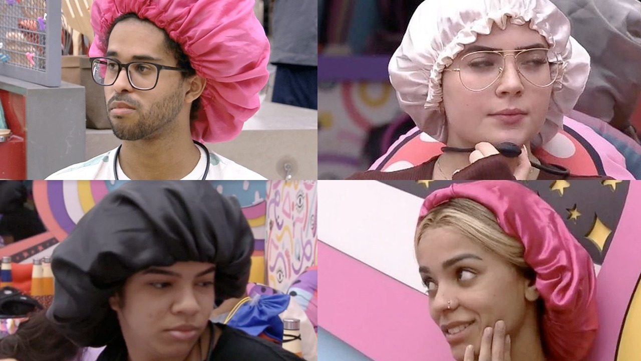 Vários participantes do reality aproveitaram para usar o acessório e cuidar das madeixas