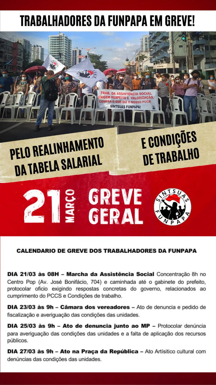 Funpapa: servidores entram em greve a partir de hoje (21)