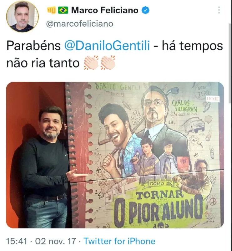 Feliciano apaga tuíte elogiando filme polêmico