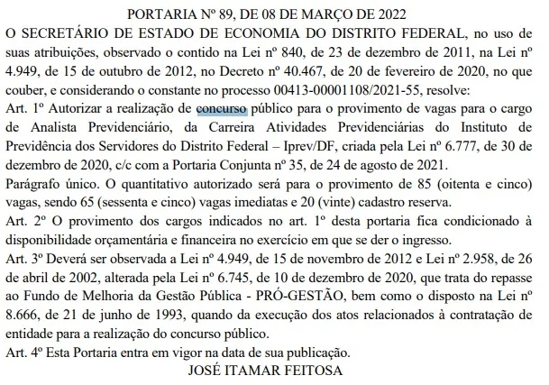 Concurso oferta 85 vagas com salário inicial de R$ 6 mil