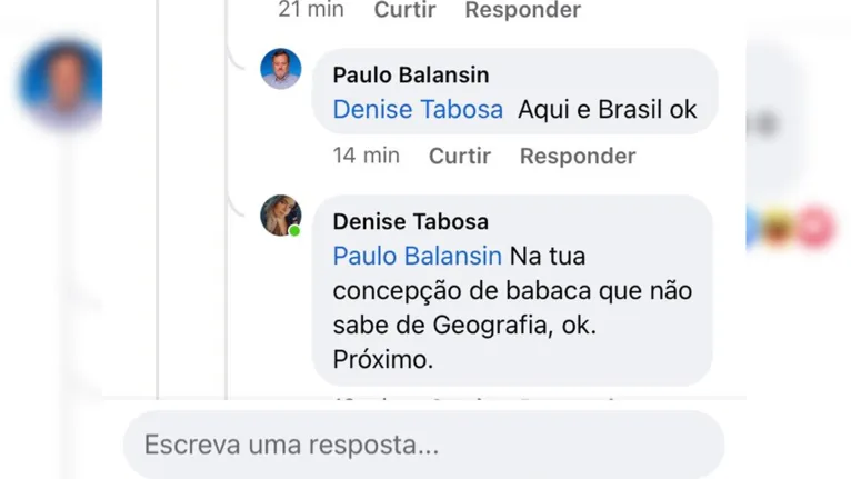 Discussão entre uma internauta e um funcionário do clube