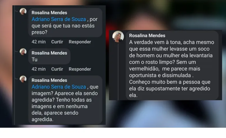 Declarações da delegada de polícia,Rosalina Mendes, que também é esposa de Luciano Mendes, coordenador de segurança do Paysandu