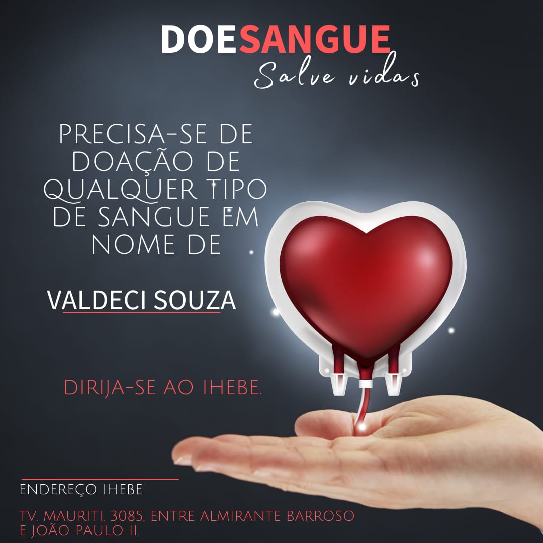 Idoso precisa de doação de sangue em Belém; ajude!